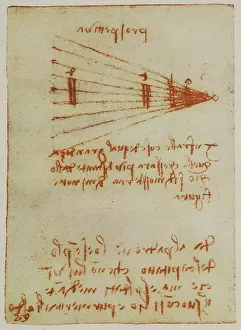 European Renaissance Period Artwork Imprime: Study on perspective, writings from the Codex Forster II
