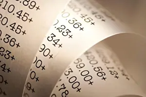 Financial Concept Image Imprime: Adding machine tape closeup