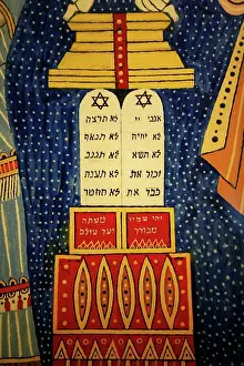 Impresiones de Los diez mandamientos. Table de la Loi. Moisés y Aarón. Morris Hirshfield (Americano, nacido en Polonia - 1872-1946). 1944. Óleo sobre lienzo. El Museo Judío Nueva York. Nueva York. USA Septiembre Imprime: Los diez mandamientos. La tabla de la Ley.