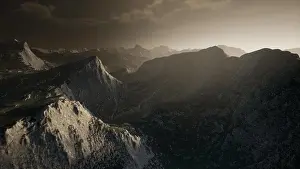 Dramatic Sky Landscape Imprime: Dramatic sky over steps in a mountain