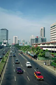 Impresiones de Jalan Thamrin y el skyline de Yakarta, Java, Indonesia, Sudeste Asiático, Asia 2009 Imprime: Jalan Thamrin y la silueta del skyline de Yakarta
