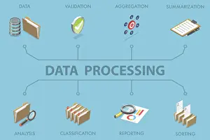 Food Photography Illustrations Imprime: 3D Isometric Flat Illustration of Data Processing