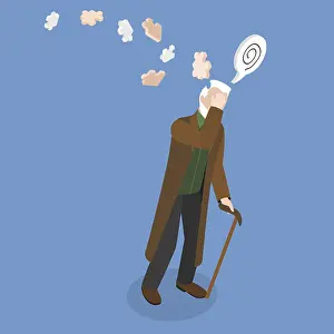 Medical Care Services Imprime: 3D Isometric Flat Illustration of Memory Problems