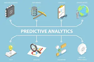 Financial Market Trends Imprime: 3D Isometric Flat Vector Illustration of Big Data Analysis