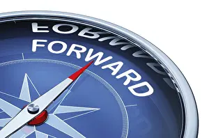 New Year Celebration Image Imprime: 3D rendering of a compass with a forward icon