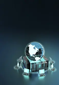 Digital Communication Systems Imprime: 3D rendering Conceptual image of internet Computer network