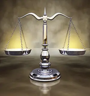 Symbolic Justice Imprime: 3d rendering of a scale