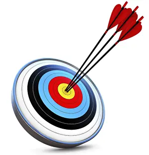Symbolic Archery Image Imprime: 3d rendering of target and arrows