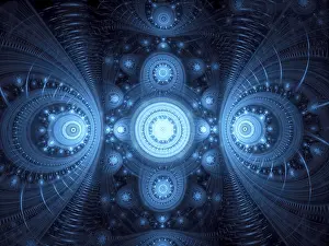 Abstract Fractal Art Imprime: Abstract blue pattern computer-generated image