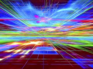 Fractal Geometry Concept Imprime: Abstract bright technology background - computer-generated image