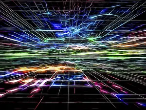 Fractal Geometry Concept Imprime: Abstract bright technology background - computer-generated image