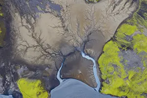 Open Air Water Body Views Imprime: Abstract structures in the riverbed