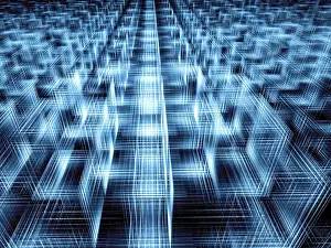 Online Banner Design Ideas Imprime: Abstract tech perspective background - computer-generated 3d illustration