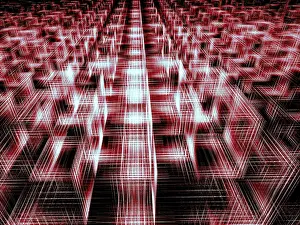 Plain Red Background Image Imprime: Abstract tech red background - computer-generated 3d illustration