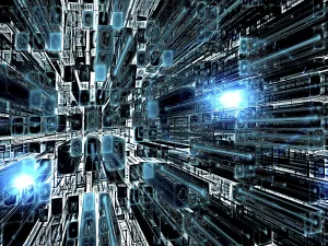 Fractal Art Design Imprime: Abstract technology background - computer-generated 3d illustration