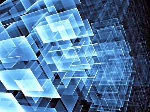 Fractal Art Design Imprime: Abstract technology or sci-fi background - computer-generated 3d illustration
