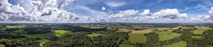 Thuringia Aerial View Imprime: Aerial view, forest and fields, Thuringia, Germany