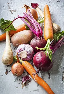 Grocery Produce Imprime: Assorted types of root vegetables