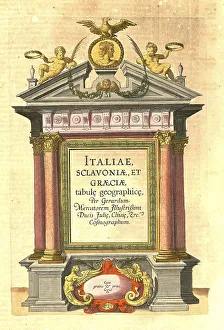 Traditional Craftsmanship Europe Imprime: Atlas, map from 1623, Italy, intertitle in the atlas