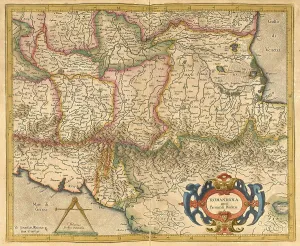 Southern Europe Maps Imprime: Atlas, map from 1623, Romandiola