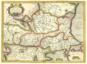 Black And White Cartography Imprime: Atlas, map from 1623, Wallachia