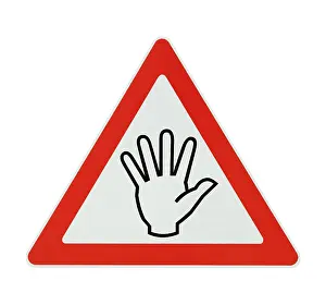 Symbolic Road Sign Photo Imprime: Attention! handiwork - white background