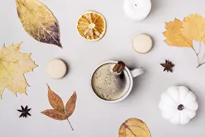 Autumn Foliage Photography Imprime: Autumn flat creative composition