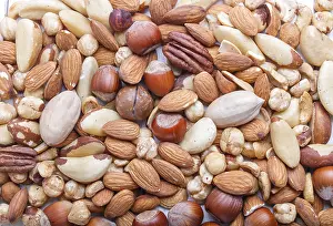 Close Up Nuts Imprime: Background and texture made from different kinds of nuts
