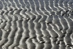 Norderney Coastline Imprime: Beach at low tide with wave-like pattern