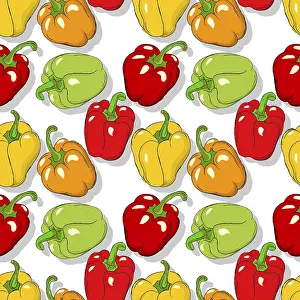 Editable Vector Template Imprime: Bell peppers repeating pattern