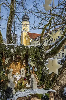 Bernried Monastery Winter Imprime: Bernried Monastery with cot in winter