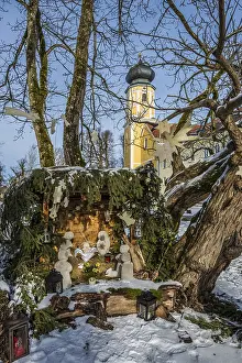 Abandoned Abbey Germany Imprime: Bernried Monastery with cot in winter