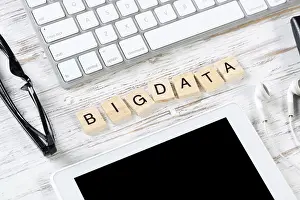 Concept Image Imprime: Big data analytics concept with letters on cubes