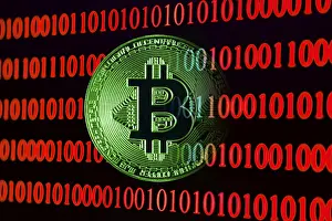 Digital Currency Icon Imprime: Bitcoin with binary code