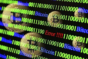 Binary Code Concept Imprime: Bitcoin, binary code with lettering Error