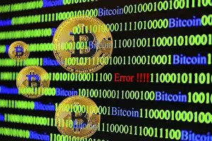 Binary Code Concept Imprime: Bitcoin, binary code with lettering Error