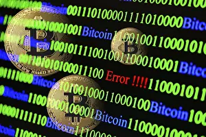 Bitcoin Concept Imprime: Bitcoin, binary code with lettering Error