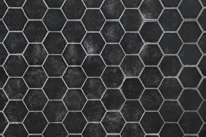 Modern Architecture Details Imprime: A black surface featuring a hexagonal pattern
