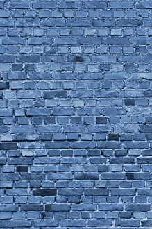 Blue Brick Wall Background Imprime: Blue brick wall, background