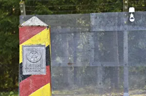 East Germany Border Imprime: Border post on the former GDR border
