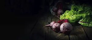 Vegetable Photography Imprime: Botwina, Rustic Young Beetroot