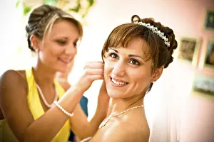 Wedding Day Happiness Imprime: Bride being made up