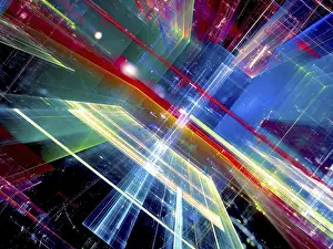 Colorful Digital Art Imprime: Bright colored technology background - abstract computer-generated image