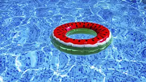 Summer Leisure Activity Imprime: A bright ring-a float, with a watermelon
