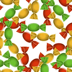 White Background Dessert Imprime: Candy seamless pattern over white