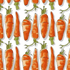 Healthy Eating Pattern Imprime: Carrots repeating pattern, editable vector template