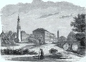 Thuringia Germany Landmark Imprime: The castle in Weimar in 1878, Thuringia