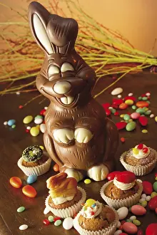 Sweet Easter Treats Imprime: Chocolate Easter bunny and Easter muffins