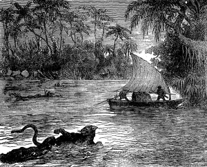 Wild Animal Depiction Imprime: Clinging to the floating corpse