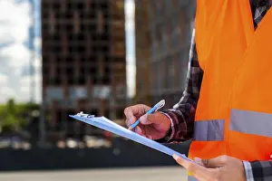 Close Up Construction Imprime: Close up construction engineer writing